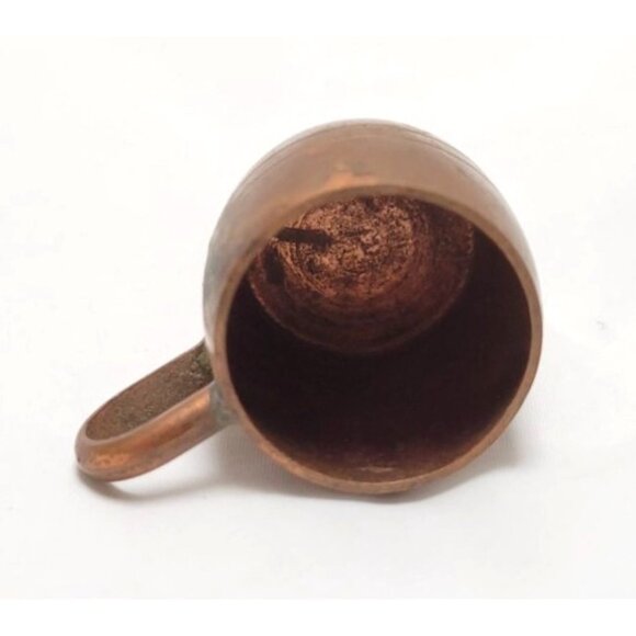 Vintage Miniature Copper Mug Cup With Handle 1" Tall Dollhouse - Picture 6 of 7